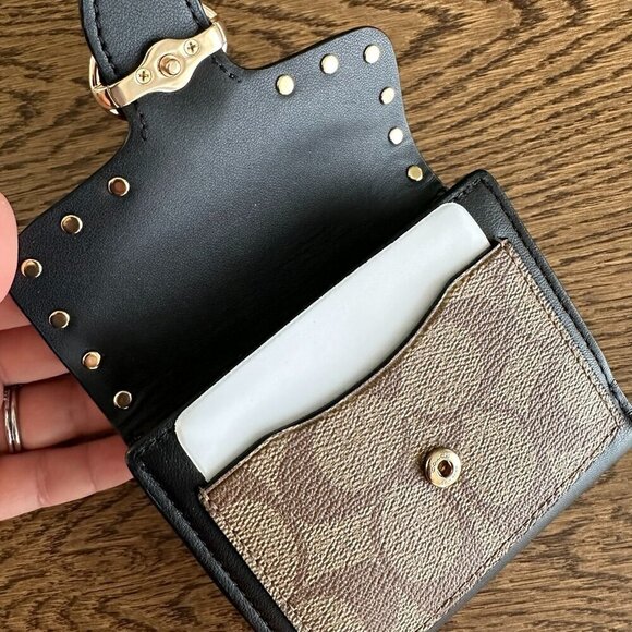 NWT! NEW! Coach Georgie Bi-Fold Wallet -Black Brown Stud /  Black CC - Picture 5 of 6